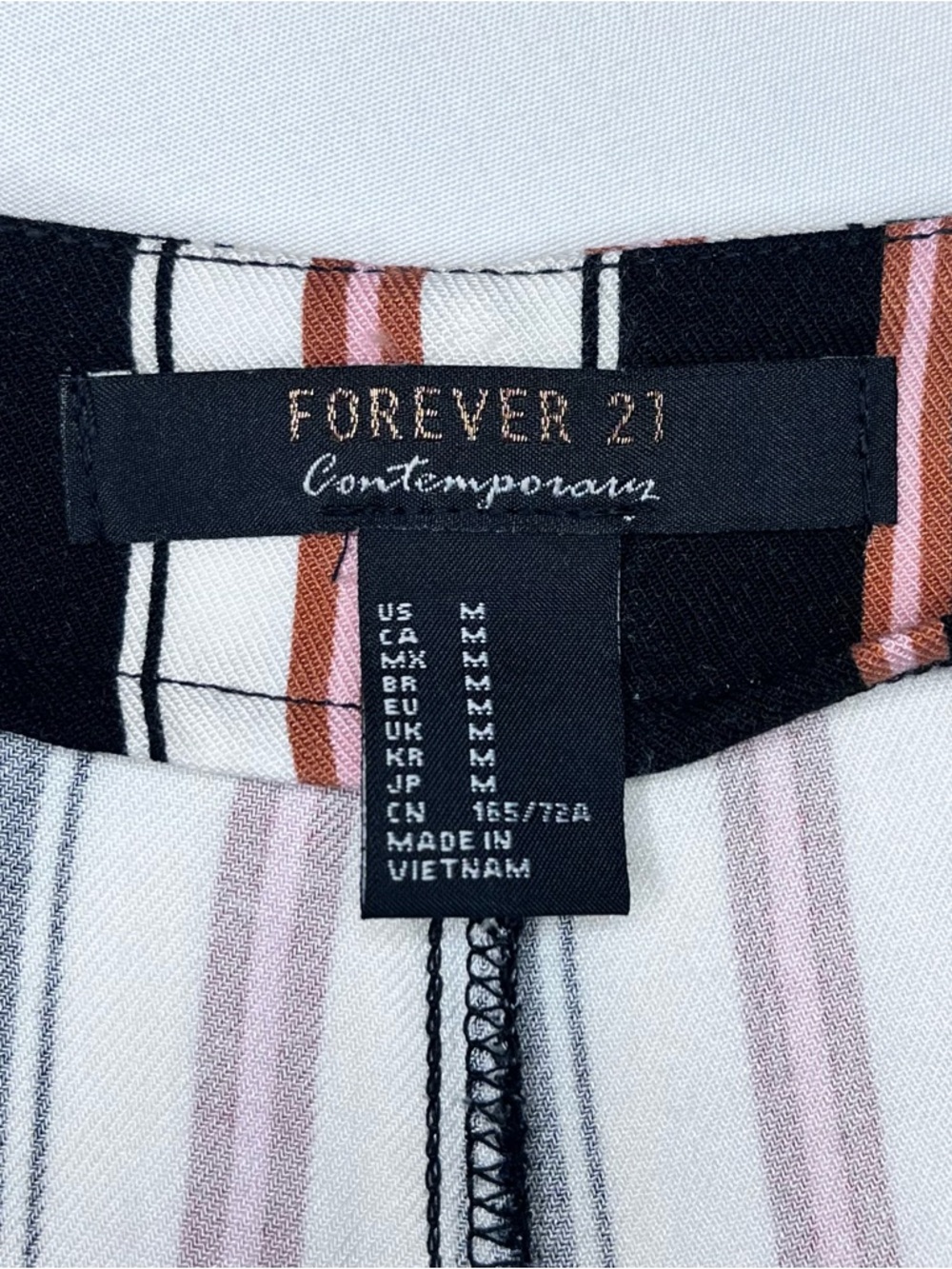 Forever 21 Striped High Rise Wide Leg Trouser Casual Dress Pants Women's Medium - Picture 10 of 10